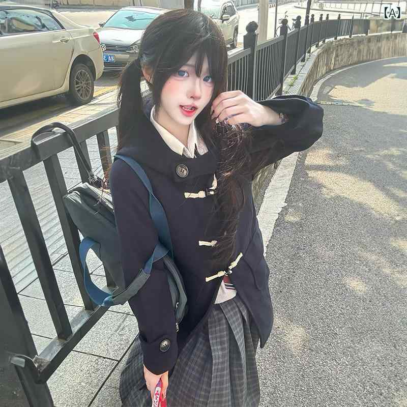 レディースウールコート 甘くてな JK 制服 ダッフルコート 秋冬 重ね 着に 万能 パッド入り トレンチコート 小柄な レディース 厚手 コート。