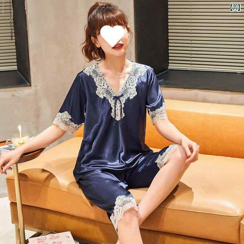 パジャマ レディース 夏用 接触冷感 短袖 ショーツ 2ピースセット 薄手 セクシー かわいい シルク ルームウェア 吸湿速乾 軽量 寝間着