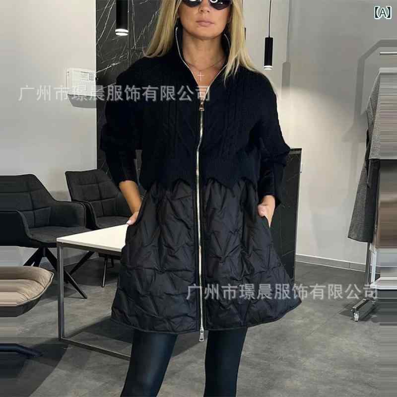 秋冬 レディース 心地よい ハイネック 中長丈 綿 厚地の外套 アウター 生あたたかい 普段使い走り 流行り物 軽さ 伸縮性