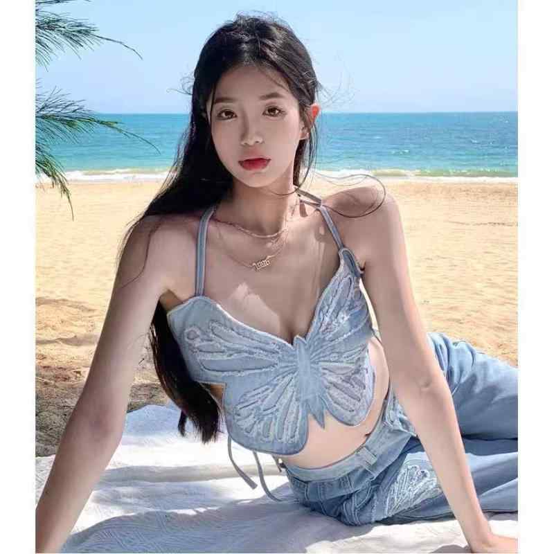 レディース 夏用 砂浜 ビキニ とっ始め ジーンズ 刺しゅう 蝶柄 美背  ノンパッド 同盟罷工一回り 貯蔵タンクとっ始め 熱電子管とっ始め 軽さ 吸湿速乾 スウィミングプール側面 普段使い走り 水辺 活動