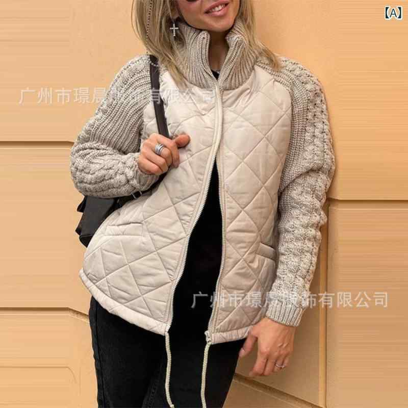 レディース 秋冬 綿織物 アウター 長袖 ファスナー 照明ランプ色合い ジレー 厚地の外套 流行り物 普段使い走り 軽さ 伸縮性