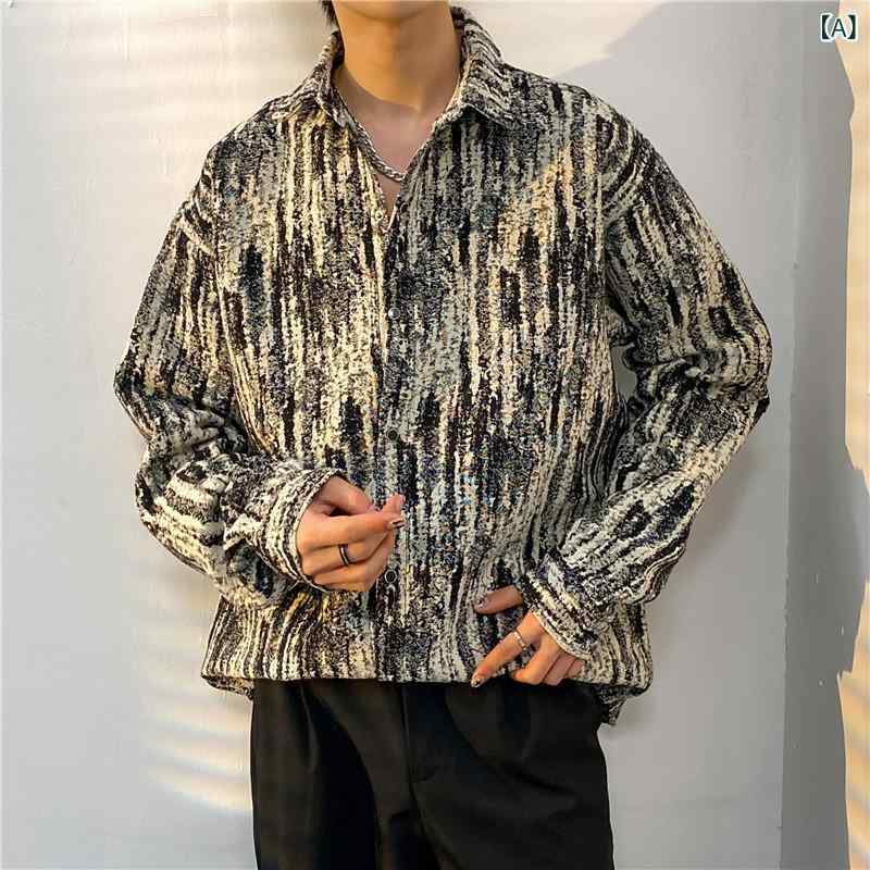 シャツ メンズ 長袖 レトロ 民族風 刺繍 ゆったり ビッグシルエット 秋冬 ユニセックス トップス コットン混 普段使い 軽量 伸縮性