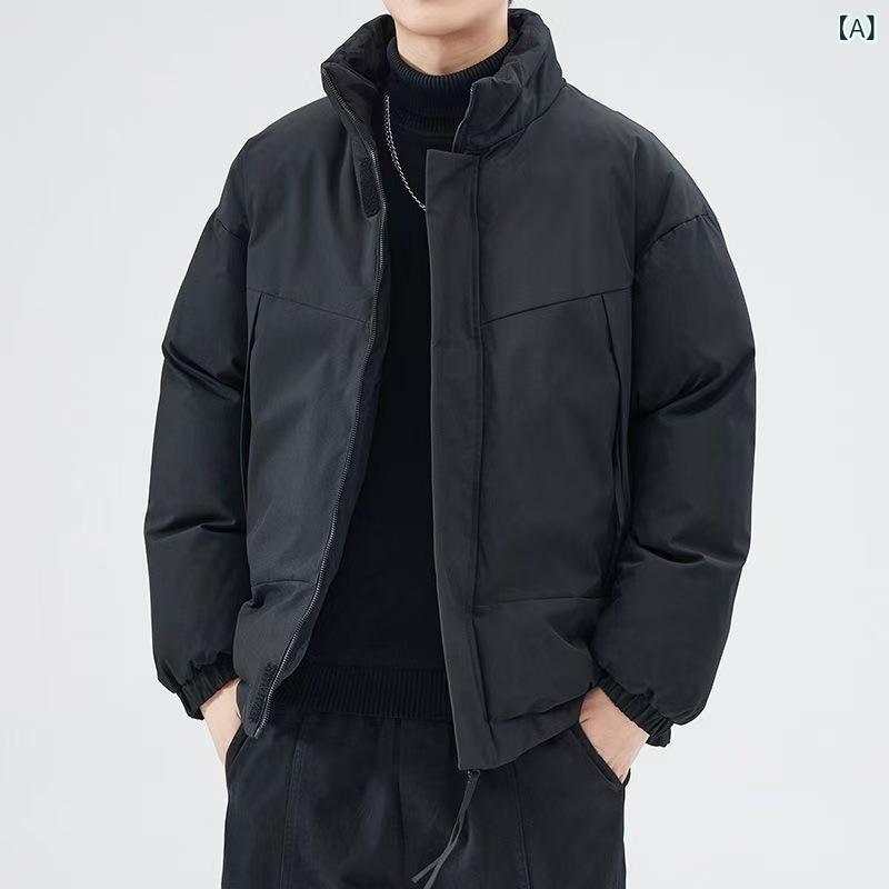 秋冬 メンズ ジャケット 綿入れ 保温 ゆったり 立襟 カジュアル アウター フィット 上着 厚手 コート スタンドカラー 日常使い