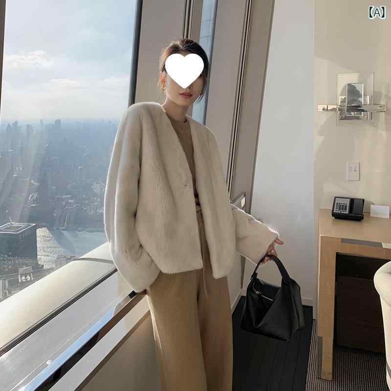 毛皮厚地の外套 レディース 遊撃手丈 Vのど首 人工毛皮 影ぼうし 細押し出し 秋冬 生あたたかい 御前上等感 心地よい 普段使い