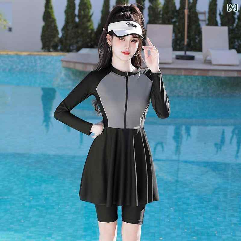 水着 レディース 夏用 セパレート 長袖 UVカット プラサイズ スカートタイプ ぽっちゃり対応 腹隠し スリム効果 露出控えめ 吸湿速乾 軽量 ビーチウェア