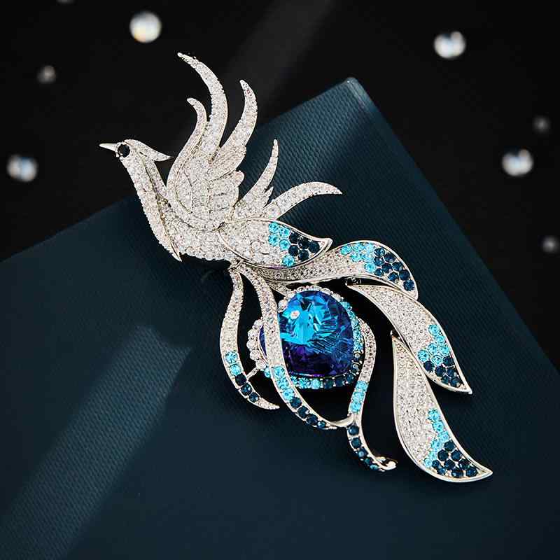レディース 胸飾り 鳳凰画題 酸化ジルコニウム 石英 胸花 御前上等感 明滅する光 吸いつける的 細細たる 流行り物 付属物 仕合わせ 引きつける 晴れ晴れしい