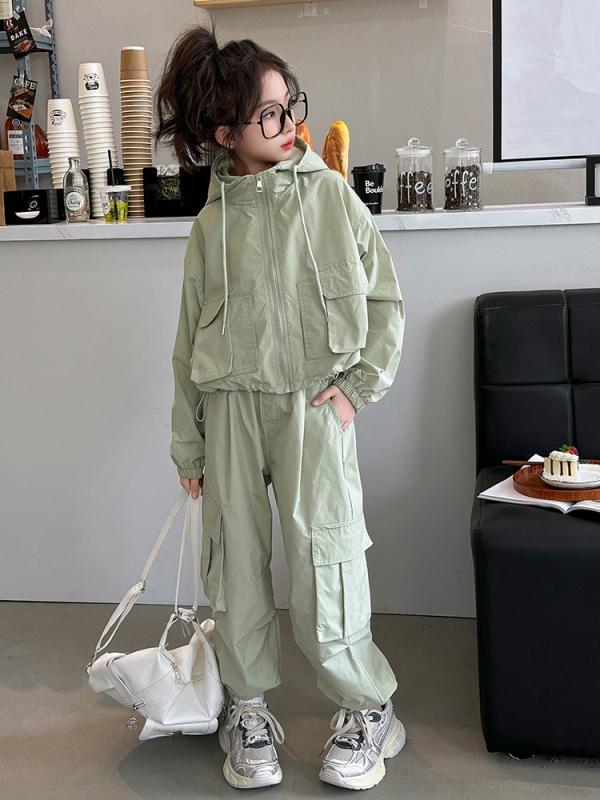 女児服 女児 春秋 ワークパンツ セットアップ ジャケット カーゴパンツ カジュアル 子供服 おしゃれ ファッション スタイリッシュ 普段使い