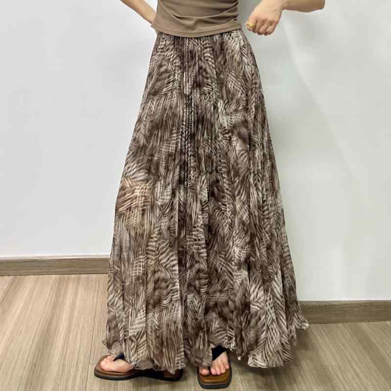スカート レディース レトロ 花柄 プリント フレア プレーツ Aライン ミディ丈 夏用 ファッション 合わせやすい スリムシルエット 女性用 スタイリッシュ 軽やか