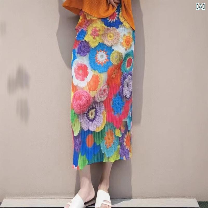 スカート レディース プリーツ 夏用 ゆったり 大きめ ミディ丈 腰ラップ 痩せ見え コーディネート 万能 トレンド スタイリッシュ カジュアル 普段使い 軽やか シルエット