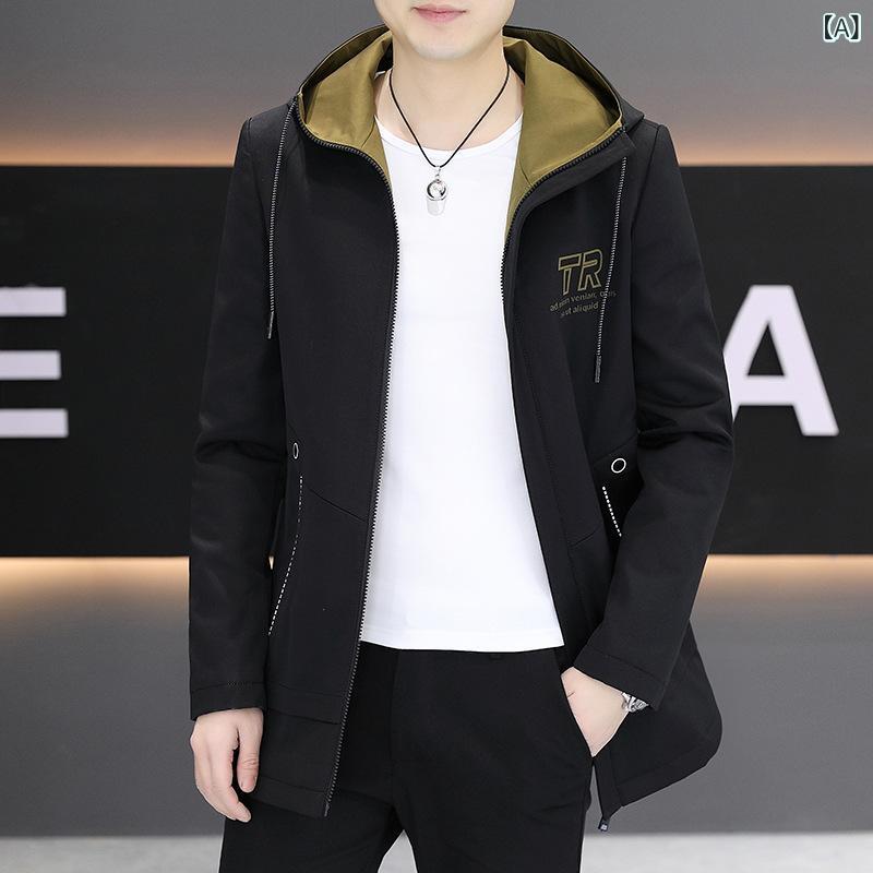 メンズ 春 中長丈 ボンネット付き添い人 刷り上げる柄 上衣 今めかしい 今めかしい 連合王国 ロング厚地の外套 流行り 流行り物 アウター 兄ちゃん向け 心地好い 普段使い
