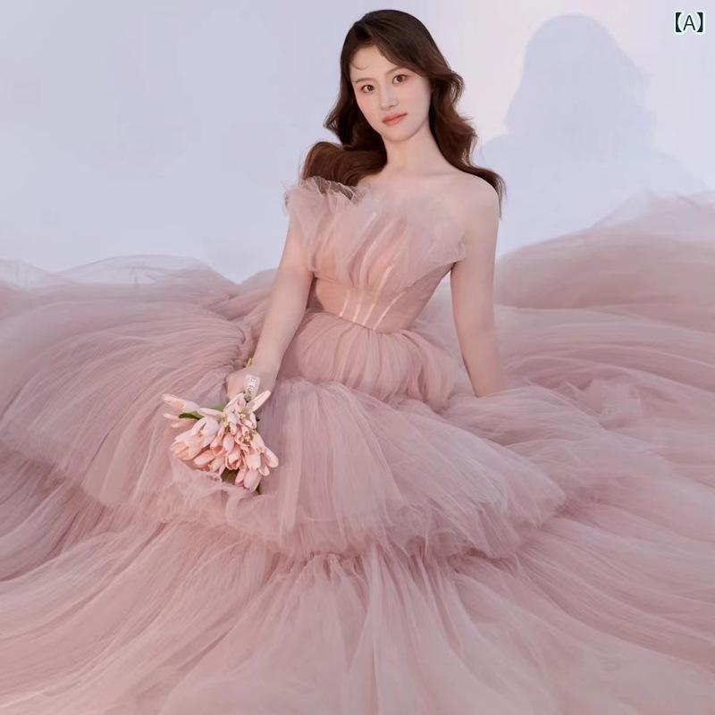 ウェディングドレス 森系 ピンク 軽量 ナチュラル フォトウェディング 女性用 高級感 美しいデザイン カップル撮影 彩色ドレス テーマ衣装 柔らかい素材 ロマンチック スタイル
