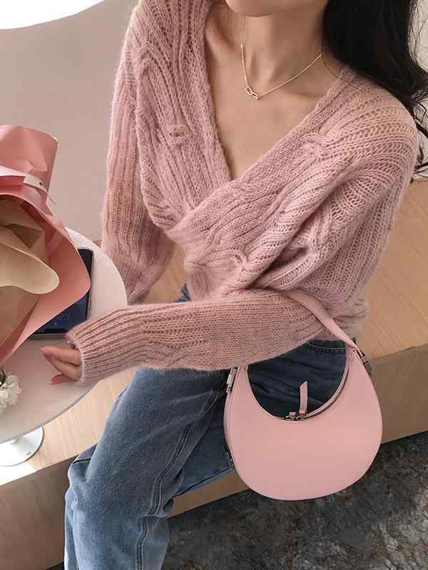 レディース ニットセーター Vネック クロスデザイン モヘア素材 暖かアウター 柔らかニット トップス 女性用 長袖 ゆったりシルエット 秋冬 日常使い