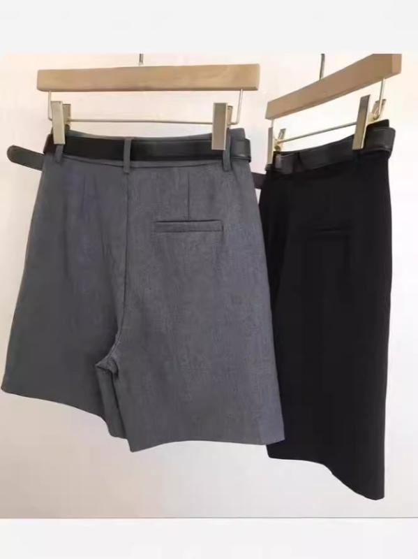 ショートパンツ レディース 春夏 ストレート Aライン カジュアル スーツ ボトムス 普段使い 軽量 伸縮性 コットン混 紡 デイリーウェア