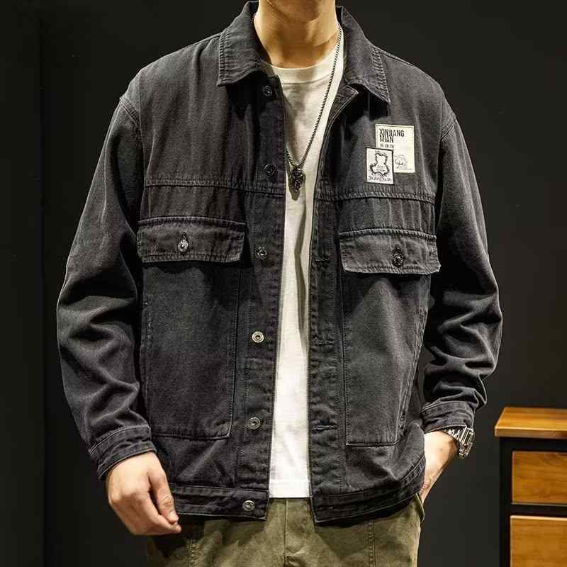 ジャケット メンズ レトロ デニム ゆったり カジュアル 春秋 ストリート スタイル 日常使い 軽量 伸縮性 吸湿速乾