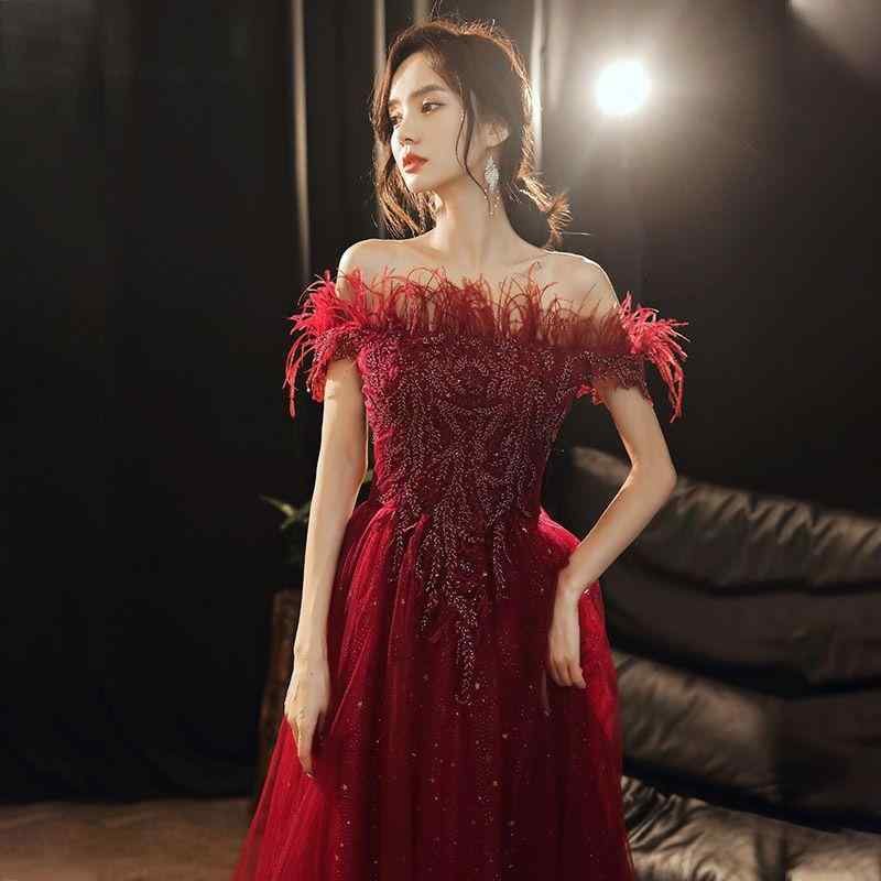 ワンピース レディース 冬 ロング丈 赤色 花嫁用 結婚式 敬酒服 婚約ドレス 回門礼服 上品 高級感 フォーマル パーティー 用途