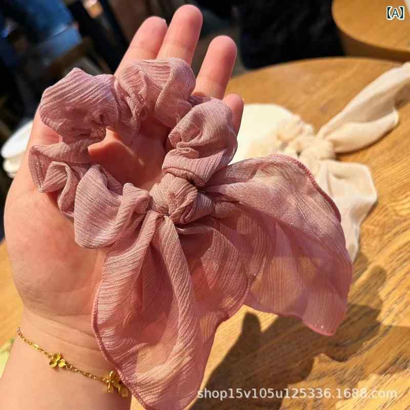 ヘアゴム シュシュ 蝶結び リボン 光沢糸 キラキラ かわいい 女性用 フェミニン デザイン 日常使い ヘアアクセサリー 柔らかい 素材 シンプル スタイル 13,637円