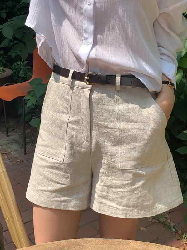 ショートパンツ レディース 夏用 綿麻 通気性 接触冷感 通勤 ゆったり ストレート ハイウエスト 軽量 普段使い ボトムス