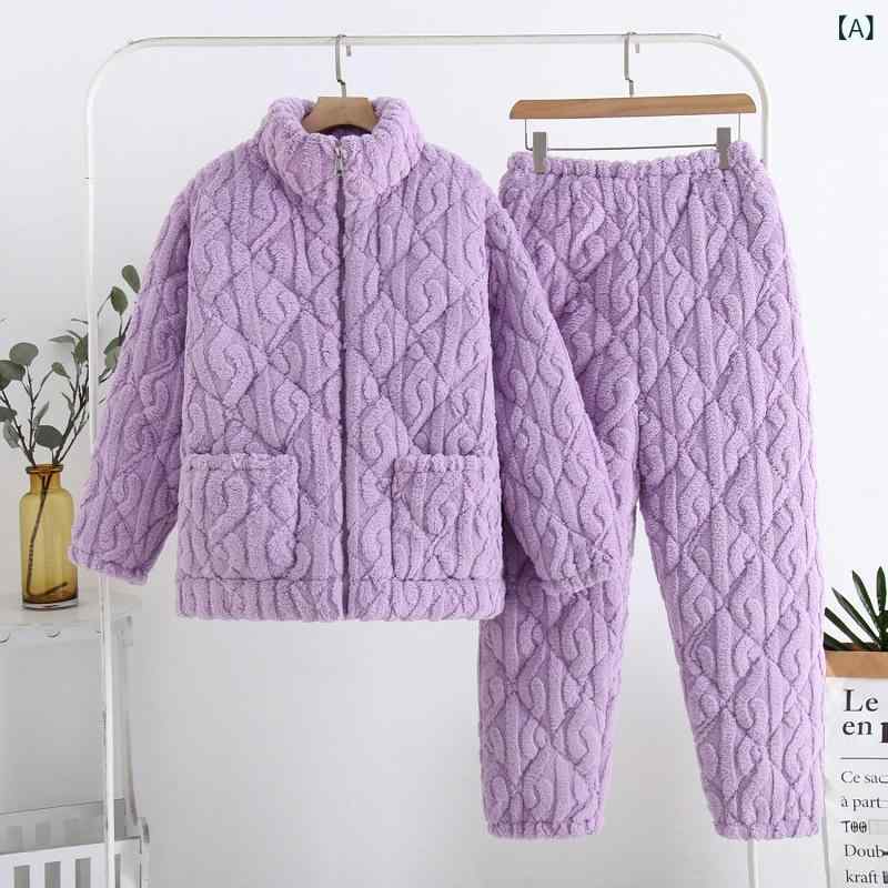 レディース 秋冬 パジャマ セット 厚手 起毛 綿 暖か ルームウェア ジッパー 刺繍 デザイン 外出対応 部屋着 寝間着 保温 機能 普段使い