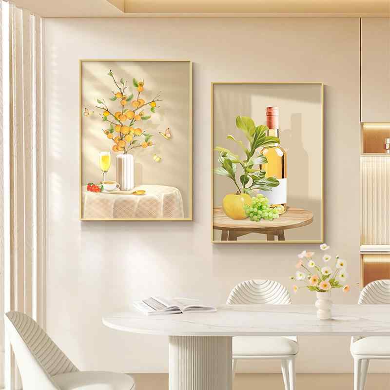 壁画 ダイニングルーム キッチン 現代 シンプル 組み合わせ ワイングラス モチーフ ナチュラル 爽やか インテリア 装飾 軽量 キャンバス