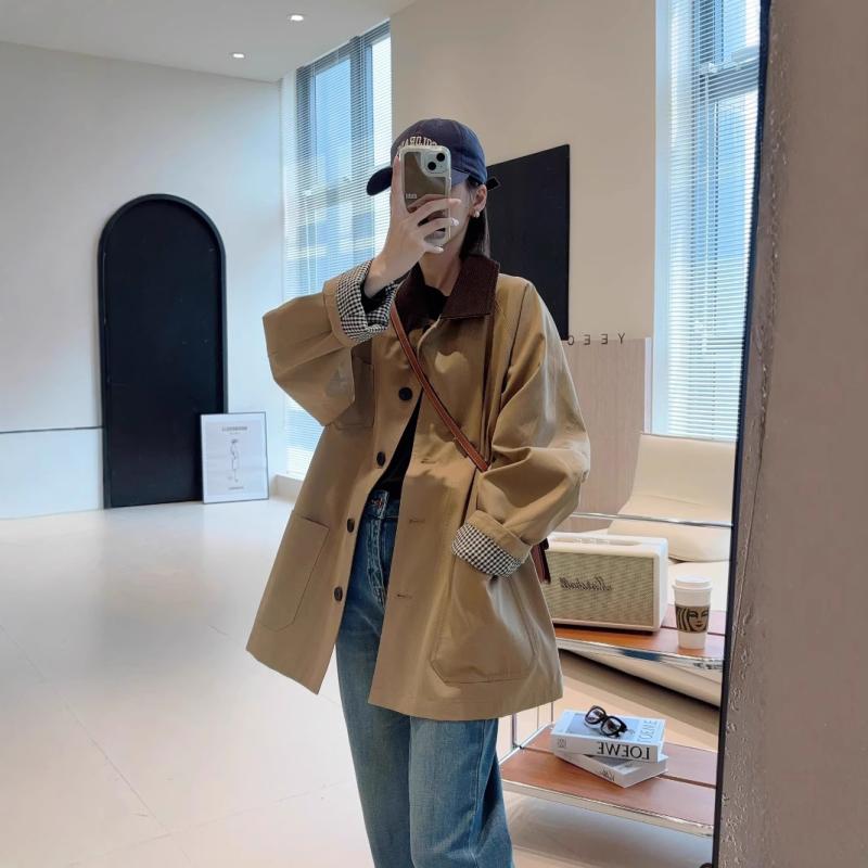 レディース トレンチコート 年月 綿 ゆったり影ぼうし 中長丈 カーキ うつり変わり青写真 小っちゃい相応う ルーズフィット アウター 軽さ 普段使い走り 通い用 当たること冷感 吸湿速乾