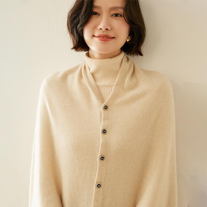 秋冬 レディース ケープ 肩かけ カシミール 単色 ゆったり ノースリーブ 編み物 ジレー アウター 生あたたかい 軽さ 普段使い