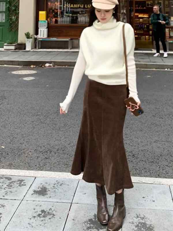 スコート レディース 秋冬 御機嫌酉の方角 人魚 中長丈 コール天 か細い 雅びやか 生あたたかい もの柔らか 着回し 通い 普段使い
