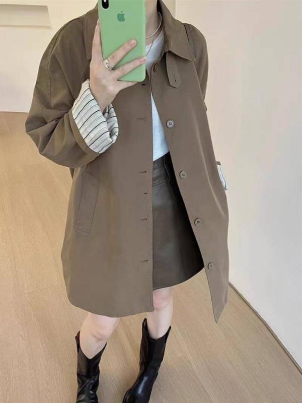 トレンチコート レディース カーキ 中長丈 韓国表現スタイル ブリティッシュ 烏兎 小っちゃい相応う 軽さ 雨合羽 通い 心地好い