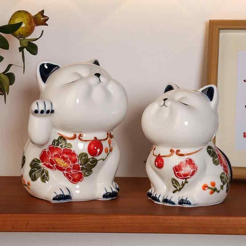 かわいい 陶器 猫 置物 インテリア デコレーション リビングルーム オフィス デスク 玄関 飾り 工芸品 癒し グッズ ホーム アクセサリー