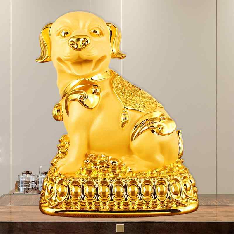 貯金箱 十二支 戌年 金色 犬型 招財 かわいい ・柑通 デザイン クリエイティブ インテリア ラッキーアイテム ギフト 通年使用 コインバンク 置物