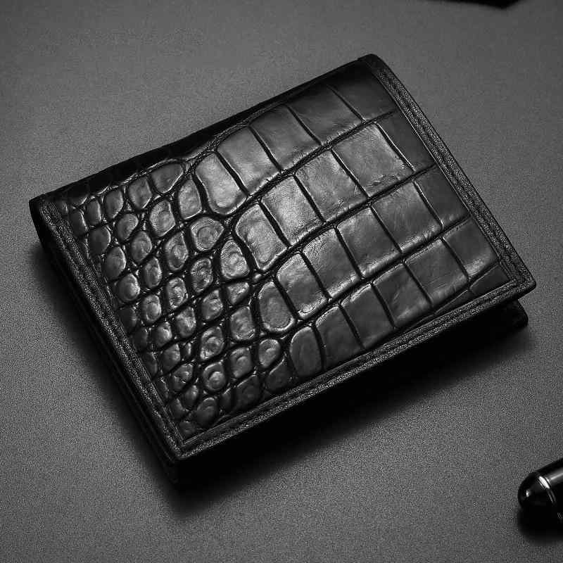 メンズ 二つ折り金入れ ワニ革 革 横型 パウダーコンパクト 薄型 日常使い走り 商行為 御前上等感 成人男性用 革製 ラグジュアリー