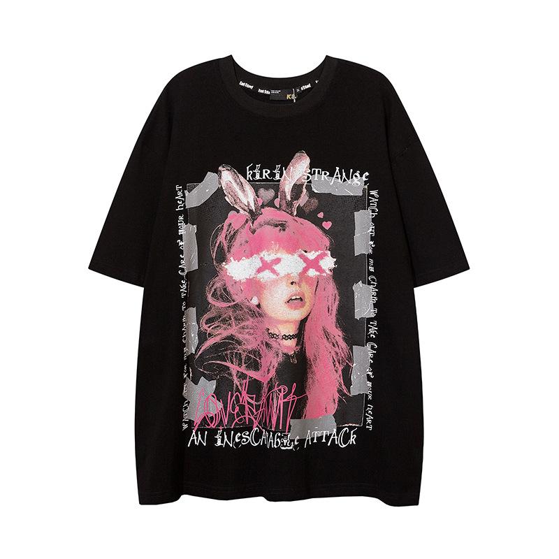Tシャツ ユニセックス 春夏 ダークカラー ゆったりシルエット ボーイフレンドスタイル カジュアル 学生向け 短袖 長袖 トップス コットン ストレッチ 吸湿速乾 ブラック グレー
