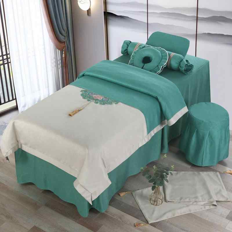 臥榻押しかぶせる 美容院 揉み療治用 4点仕掛ける 絹 麻 綿 混紡原料品 分かりやすい 欧  無地 好いたらしい パステル色の 通気性 吸湿性