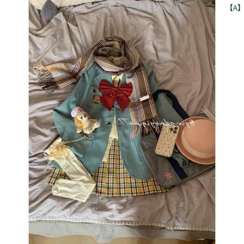 レディース 春 JK制服 3点セット プリーツスカート 長袖ブラウス チェック柄ブレザー 韓国 スクールスタイル 高級感 学院 女性らしい 日常使い 軽量 伸縮性