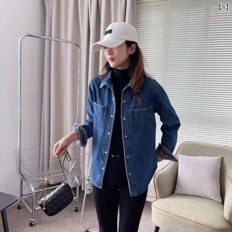 秋冬 レディース ジーンズ プルオーバー レトロ 朦々たる  生あたたかい 肌付き トップス 分かりやすい 保暖 綿入れ ジーンズ原料品 影ぼうし 保温性 日常使い走り