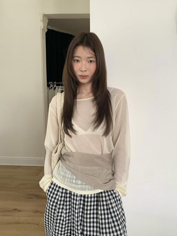 レディース ニット カーディガン 夏用 長袖 ゆったり シースルー トップス 透け感 軽量 吸湿速乾 コットン混 日常使い 涼しい 接触冷感