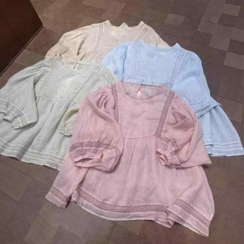 ブラウス レディース ゆったり トップス シャツ 長袖 綿麻 切り替え レース チュニック 体型カバー 大きいサイズ かわいい ナチュラル 襟付き プルオーバー 爽やか 通気性 柔らかい 快適 カジュアル 普段使い お出かけ 合わせやすい 着痩せ 体系カ｜北摂軽太郎便