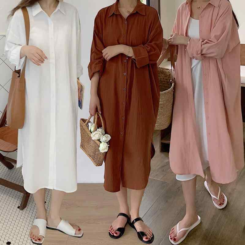 レディース 夏用 シャツワンピース 高級感 個性的 若見え 無地 ゆったり ビッグサイズ ロング丈 カジュアル 普段使い 軽量 伸縮性