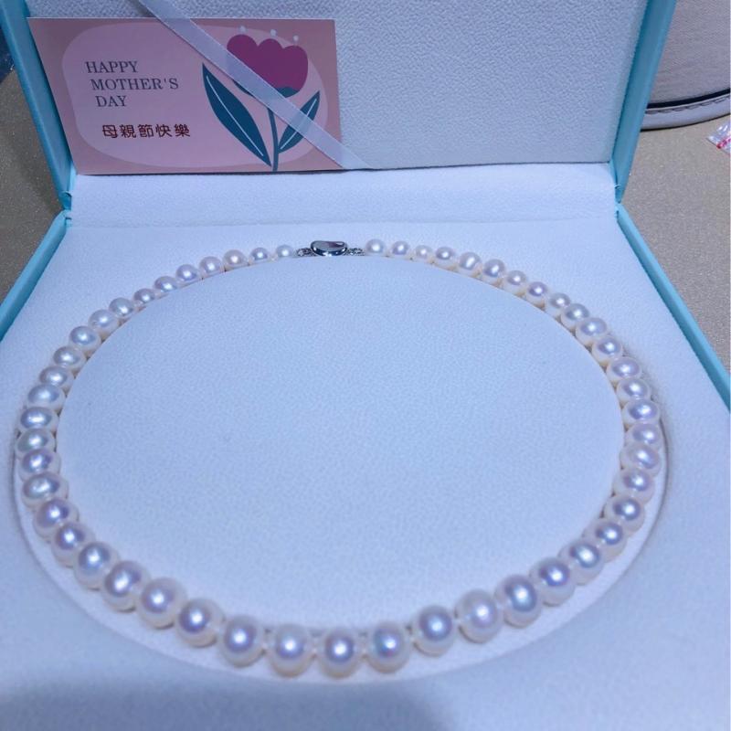 ネックレス レディース 淡水パール 8mm ほぼ丸形 微細瑕疵 光沢良好 全長45cm パール 輝き 女性用 アクセサリー ジュエリー シンプル 普段使い｜北摂軽太郎便