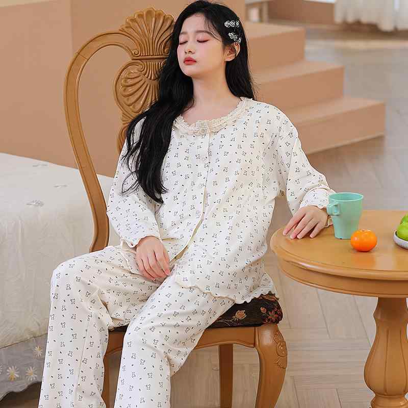 妊婦パジャマ 授乳服 産後ルームウェア 春夏秋 綿素材 胸パッド付き 体型調整 家居着 妊娠期対応 快適寝間着
