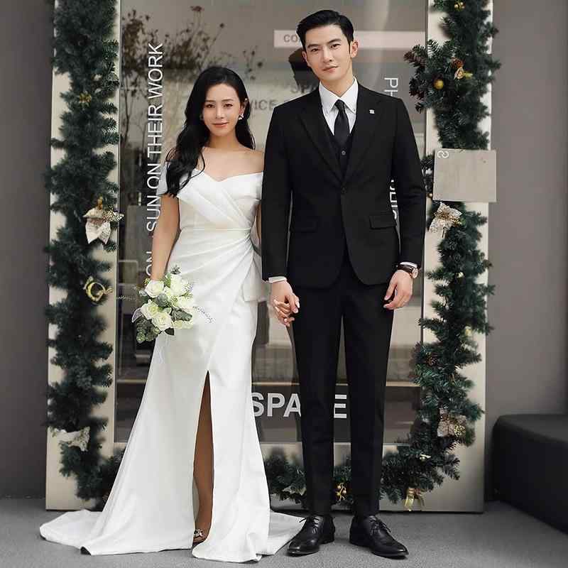 メンズ 結婚式スーツ 3点セット 新郎用 スリムフィット フォーマルウェア ビジネスカジュアル 伴郎礼服 細身シルエット タキシード ジャケット ベスト パンツ セットアップ