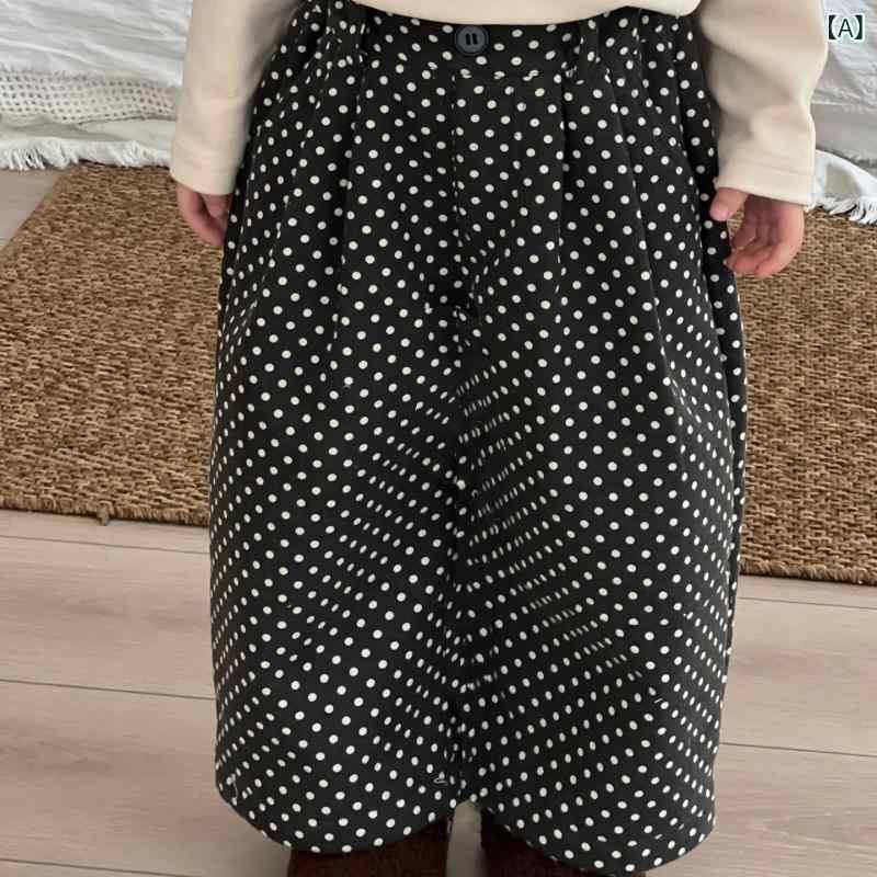 喜 範 冬 商品の 女の子 子供の 赤ちゃんの 波の ポイントの ベルベットの ズボンは 一体の ズボンの 韓国を 着ます。