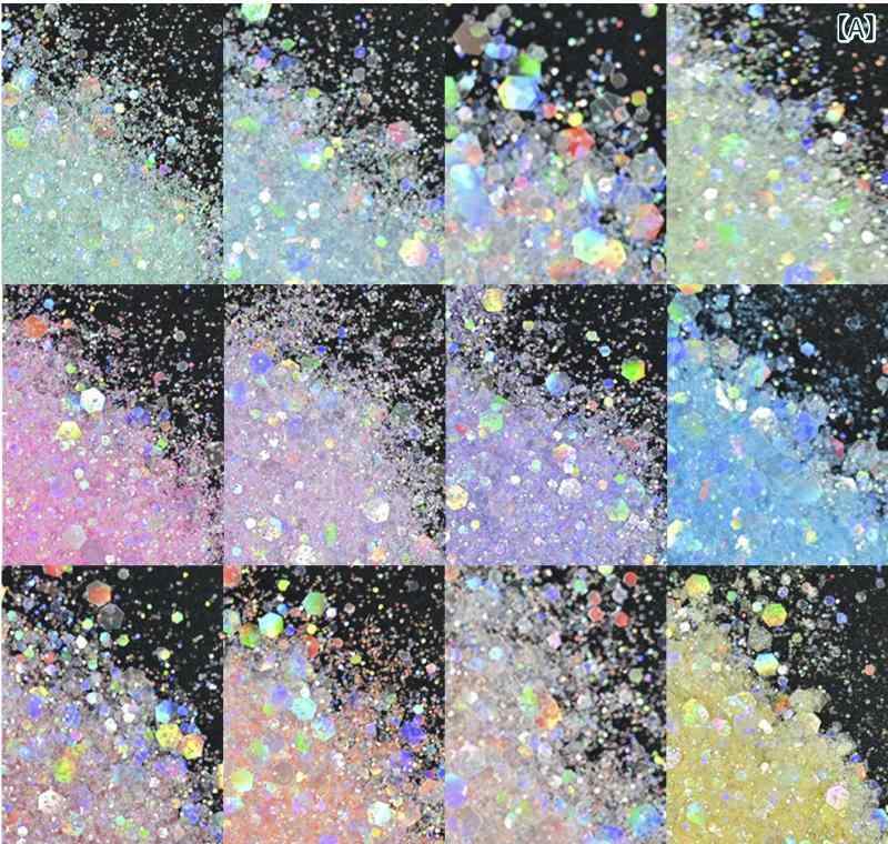 ネイルグリッターカラー 12 色の 金 葱 粉 ネイルサロンの はち切れる 的な スパンコール 添え物の ネイルアートは 甲を 着て います