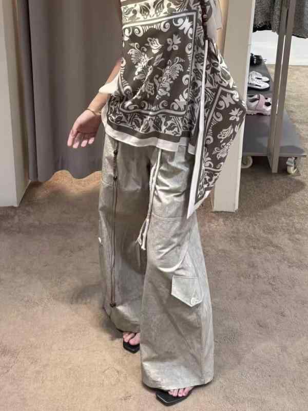 レディース カーゴパンツ ワイドレッグ  ビーズ 同盟罷工さあ美 たまり場 表現スタイル 立体 衣嚢 心地よい 普段使い走り 炎節 アウトドア