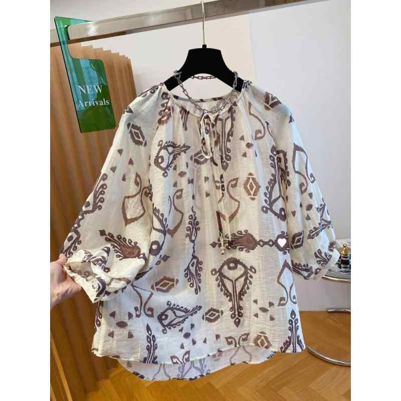 シャツ レディース ボヘミアン スタイル コットン リネン 素材 ゆったり シルエット 軽量 日焼け防止 UV カット 夏 用 気質 デザイン 通勤 普段使い アウトドア 対応 伸縮性 吸湿 速乾 機能 トップス ブラウス 軽薄 防