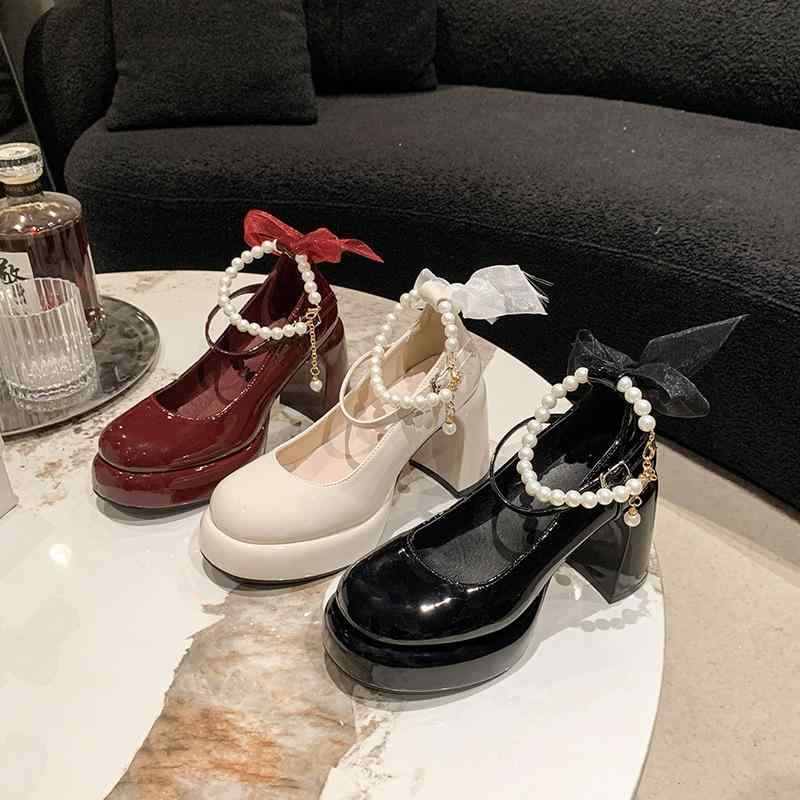 レディース メアリージェーンサンダル ハイヒール 丸トゥ 合成皮革 プリンセス 厚底 防水 ゴムソール 春夏 かわいい 女性らしい 軽快 歩きやすい