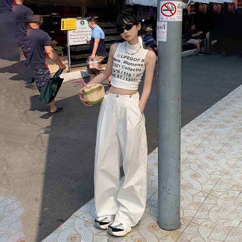 ワイドパンツ 女性用 レトロ ハイウエスト ゆったり ロング丈 カーゴ スタイル ドレープ感 ストレート カジュアル 普段使い リラックスフィット