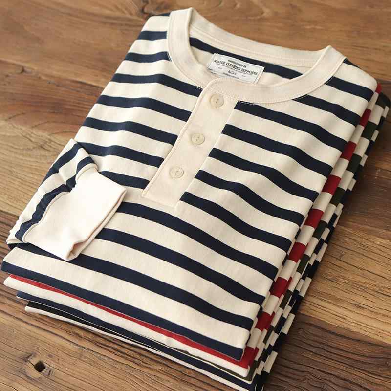 メンズ 長袖 ヘンリーネック ストライプ Tシャツ レトロ 厚手 コットン カジュアル インナー トップス 普段使い ビンテージ スタイル 6,838円