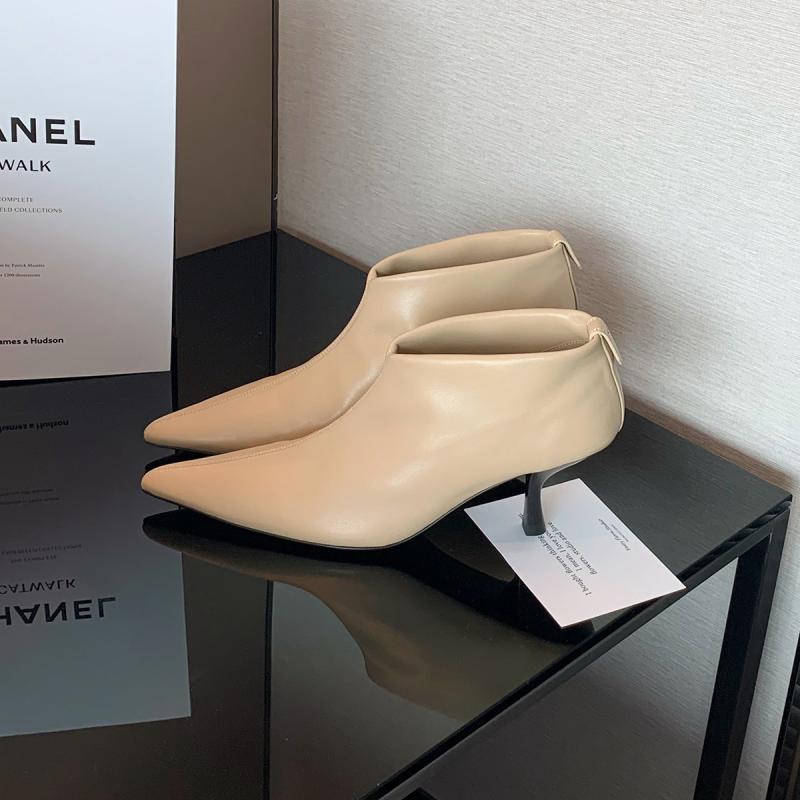 レディース アンクルブーツ ポインテッドトゥ キトンヒール フレンチスタイル スリムフィット エレガント ハイヒール 秋冬 女性用 細身 気品 足元おしゃれ 通勤 普段使い 軽量 伸縮性｜北摂軽太郎便