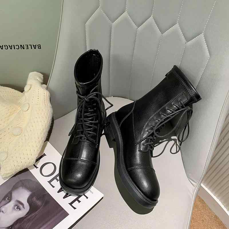 レディース ブーツ 秋冬 ホワイト 平底 ミッドカット 伸縮性 イギリススタイル 普段使い 軽量 アンクル ショート 女性シューズ
