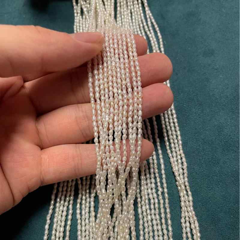 頸飾り DIY 散珠 真水パール 微粒子 1-2粍 米粒形 生まれながら 白 手作り 一部分 添え物 宝飾品